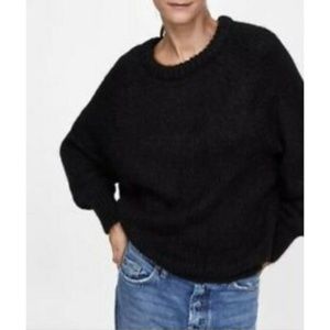 Zara fuzzy knit black oversized sweater